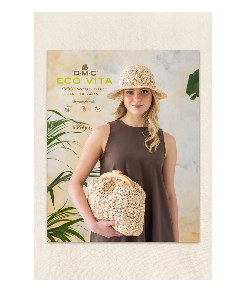 Livre de modèles de crochet pour sacs et chapeaux n°2 en fil Raffia Eco Vita - DMC Livre de modèles de crochet pour sacs et chapeaux n°2 en fil Raffia Eco Vita - DMC