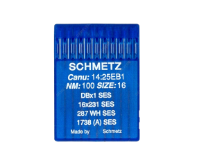 Aiguilles pour machine à coudre industrielle - Dimension 100/16 - canu 14:25 EB1 DBx1 SES / 16x231 / 287 WH / 1738 (A) - Schmetz