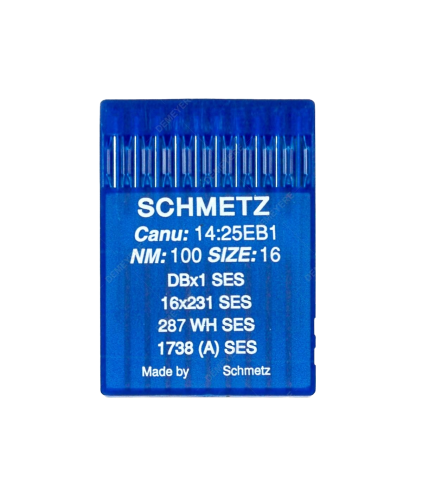 Aiguilles pour machine à coudre industrielle - Dimension 100/16 - canu 14:25 EB1 DBx1 SES / 16x231 / 287 WH / 1738 (A) - Schmetz