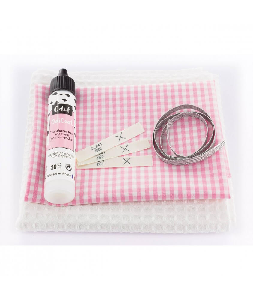 Kit couture 1 étui brosse à dents et 2 pochettes à savon en popeline Vichy Kit couture 1 étui brosse à dents et 2 pochettes à savon en popeline Vichy