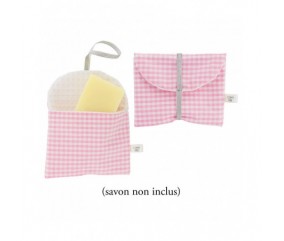 Kit couture 1 étui brosse à dents et 2 pochettes à savon en popeline Vichy