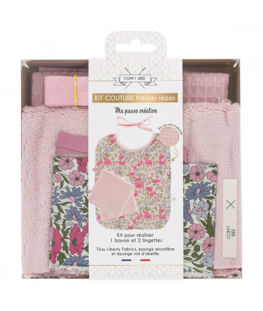 Kit couture premier repas, bavoir en tissu Liberty ® Poppy Daisy