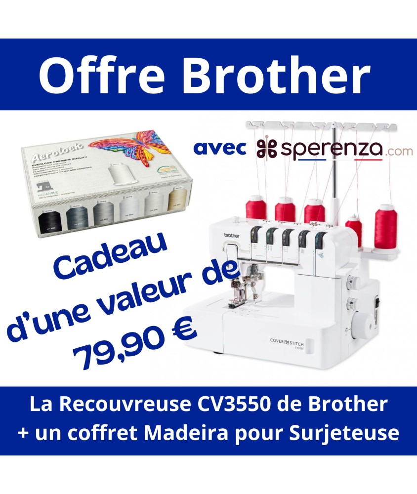 Recouvreuse CV3550 - Brother - Garantie 5 ans - couture Offre promo promotion solde exceptionnel cadeau Recouvreuse CV3550 - Brother - Garantie 5 ans - couture Offre promo promotion solde exceptionnel cadeau