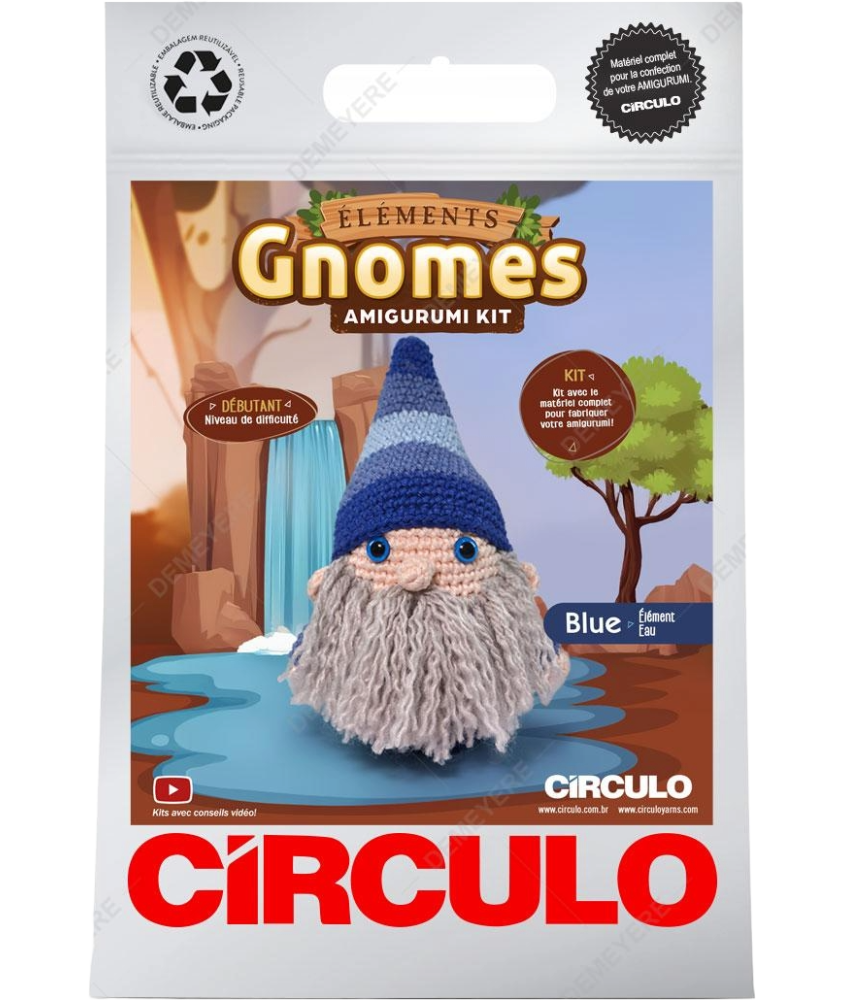 Kit Amigurumi Círculo – Gnome Élément “Eau” : un kit débutant complet