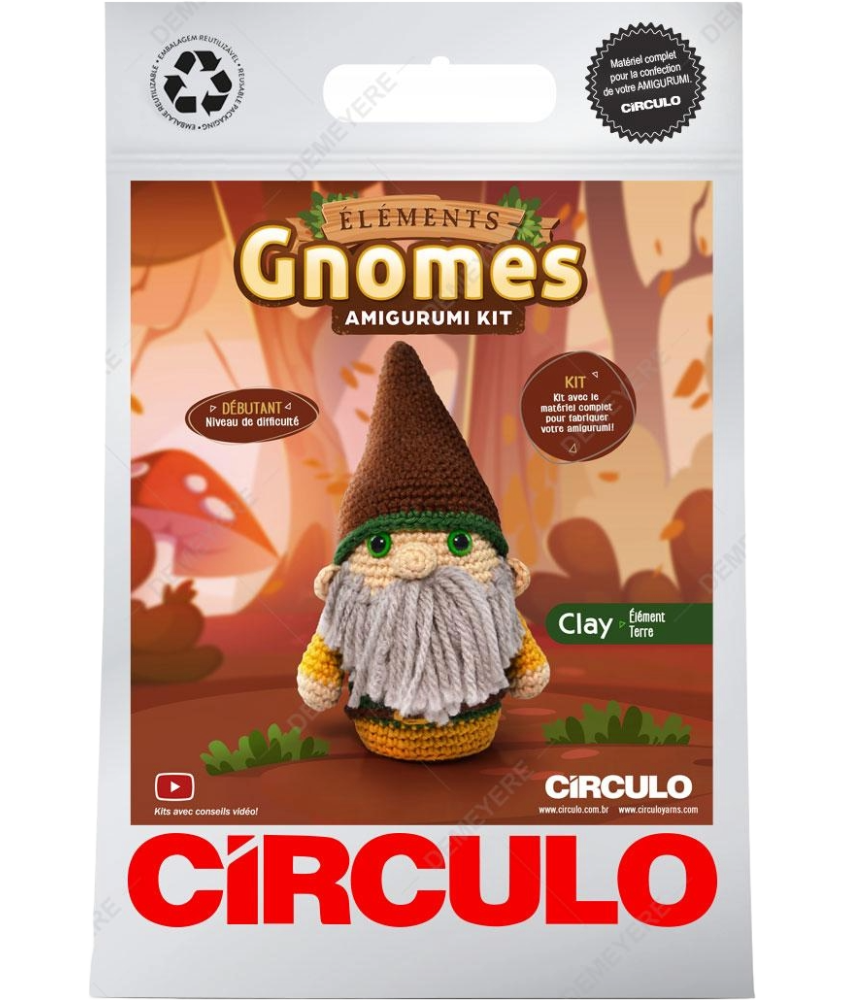 Kit Amigurumi Círculo – Gnome Élément “Terre”  un kit débutant complet