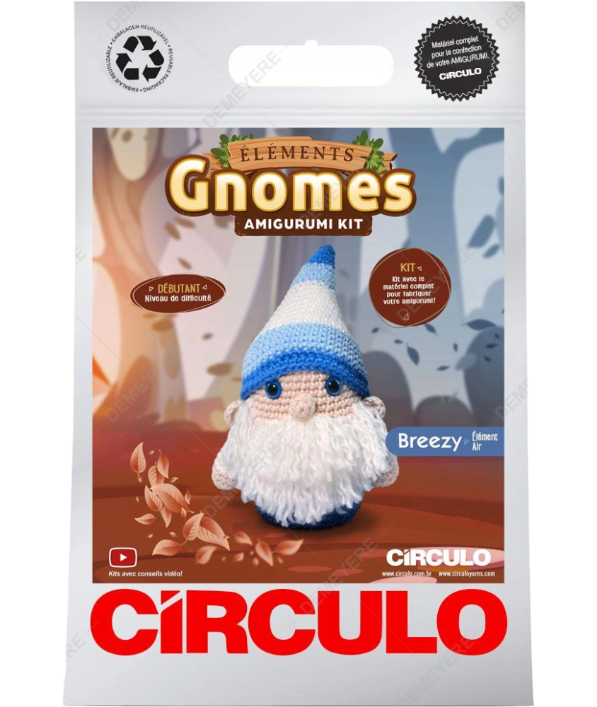 Kit Amigurumi Círculo – Gnome Élément “Air”  un kit débutant complet