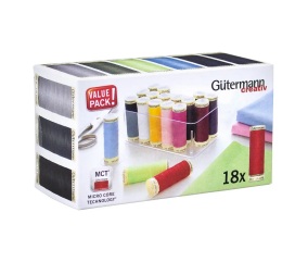 Coffret de 18 bobines de Fil à coudre 100m dans une boîte transparente - Gutermann