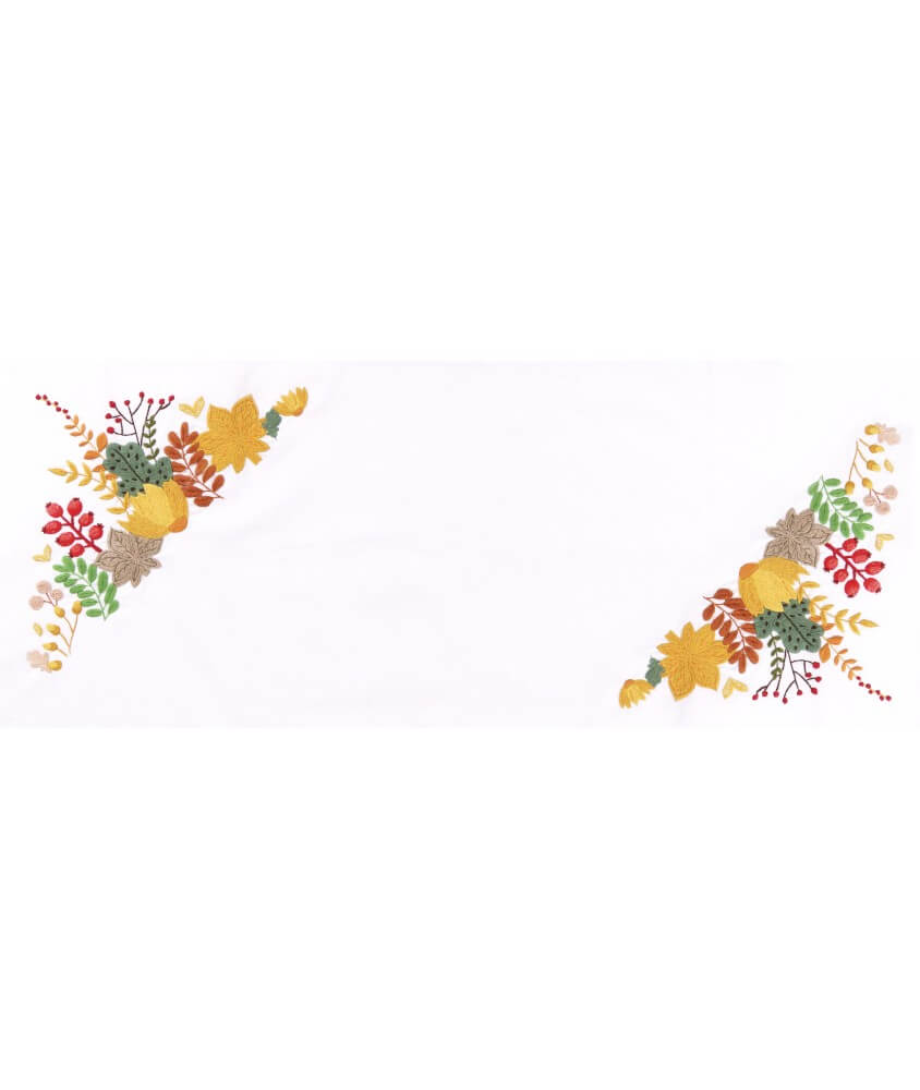 Kit de chemin de table à broder - Récolte automnale - 40 x 100 cm - Trimits