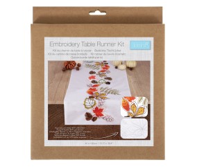 Kit de chemin de table à broder - Feuilles d'automne - 40 x 100 cm - Trimits