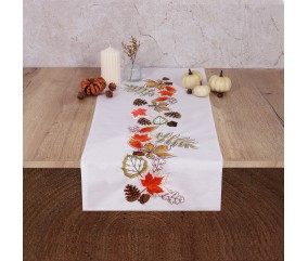 Kit de chemin de table à broder - Feuilles d'automne - 40 x 100 cm - Trimits