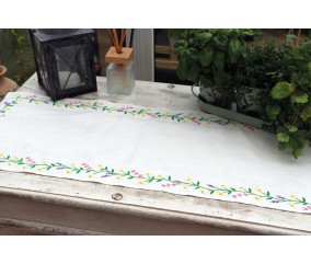 Kit de chemin de table à broder - Chaine de Marguerite - 40 x 100 cm - Trimits