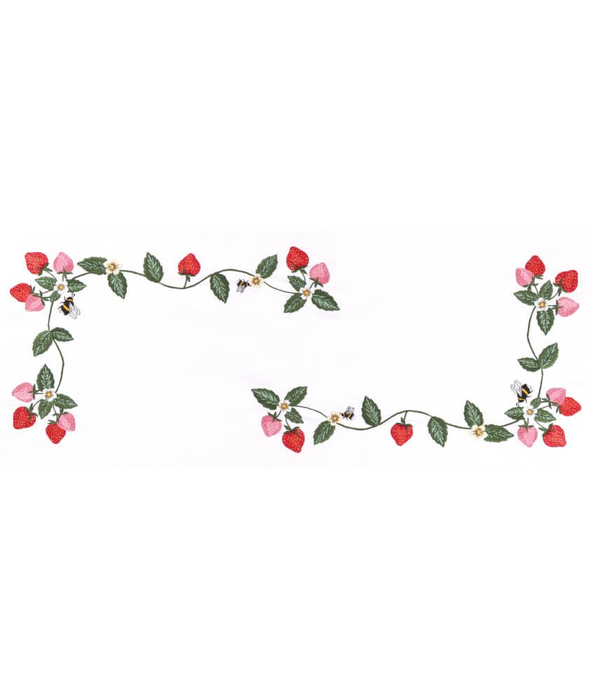 Kit de chemin de table à broder - Fraises - 40 x 100 cm - Trimits