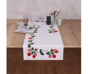 Kit de chemin de table à broder - Fraises - 40 x 100 cm - Trimits