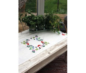 Kit de chemin de table à broder - Champignons- 40 x 100 cm - Trimits