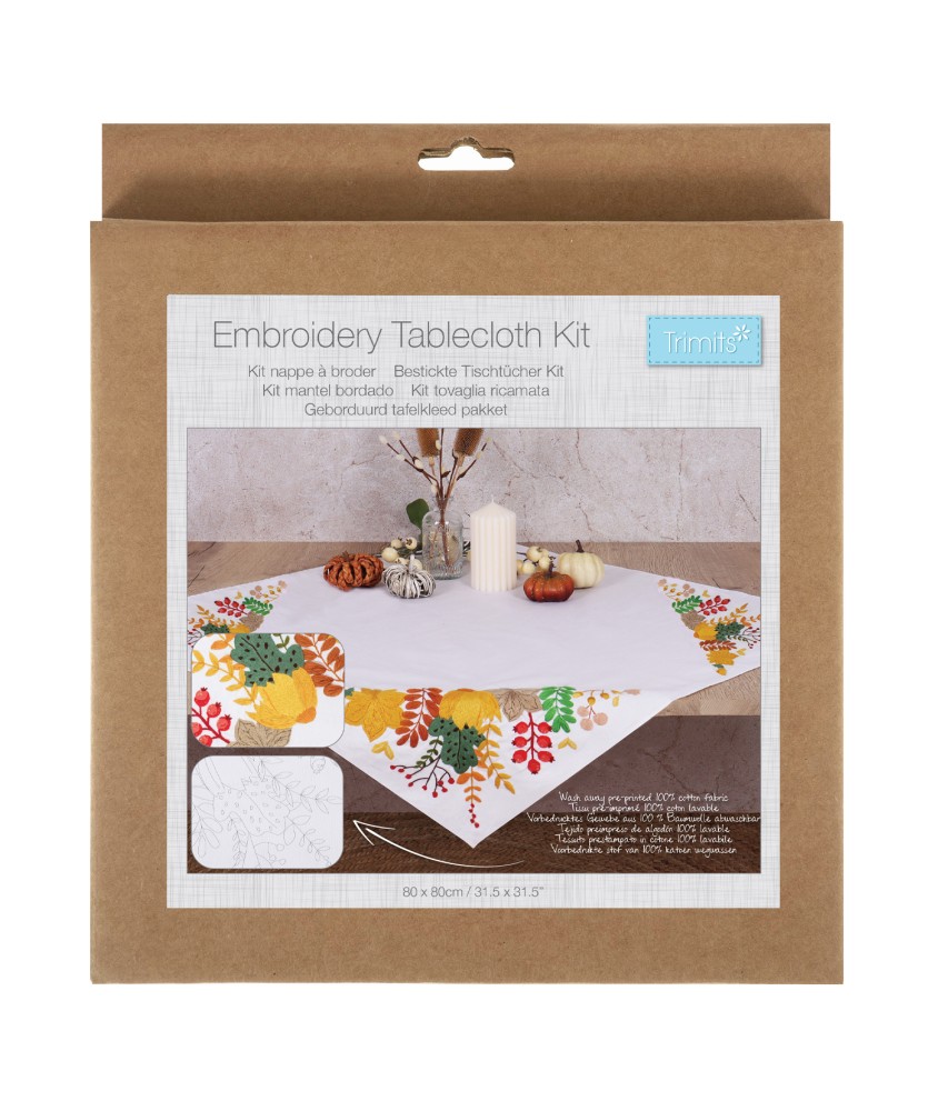 Kit de nappe à broder - Récolte automnale - 80 x 80 cm - Trimits