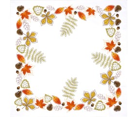 Kit de nappe à broder - Feuilles d'automne - 80 x 80 cm - Trimits