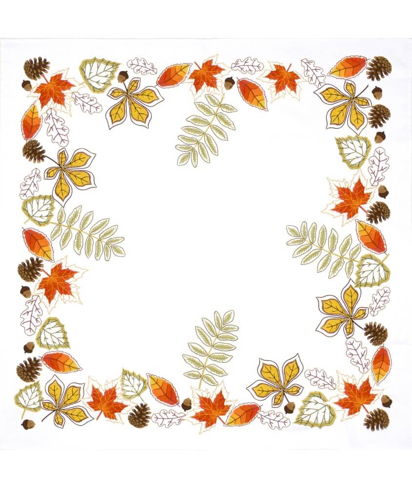 Kit de nappe à broder - Feuilles d'automne - 80 x 80 cm - Trimits