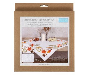 Kit de nappe à broder - Feuilles d'automne - 80 x 80 cm - Trimits