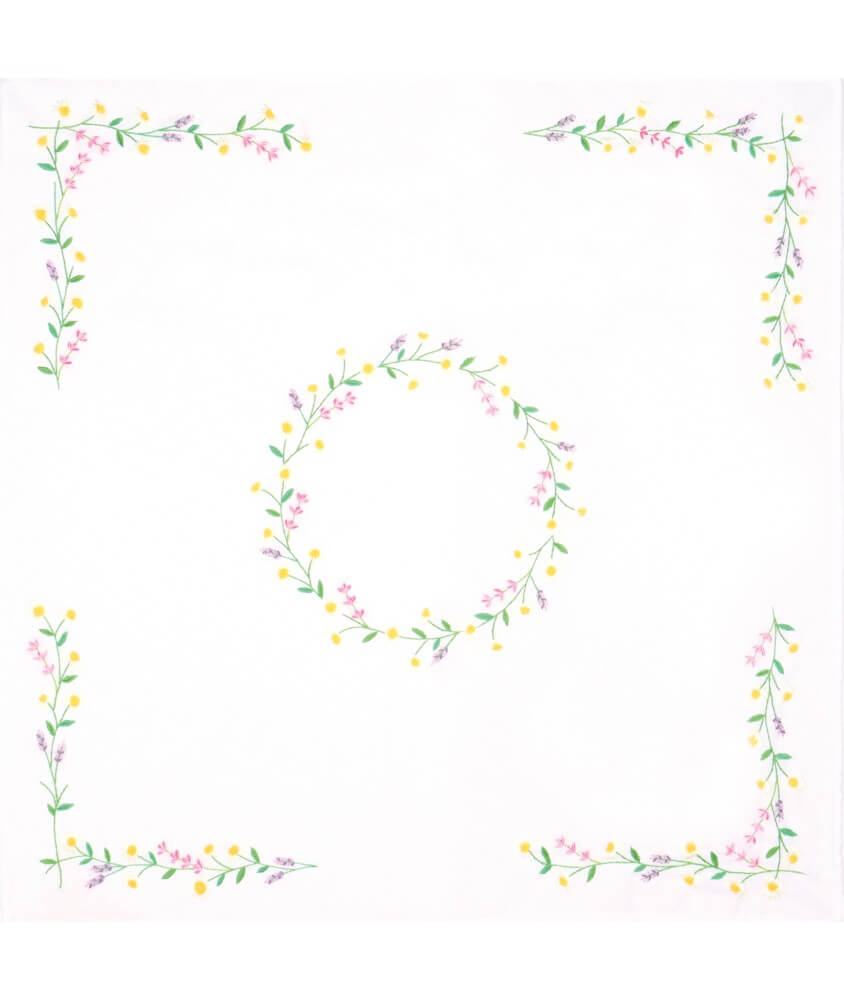 Kit de nappe à broder - Chaine de Marguerites - 80 x 80 cm - Trimits