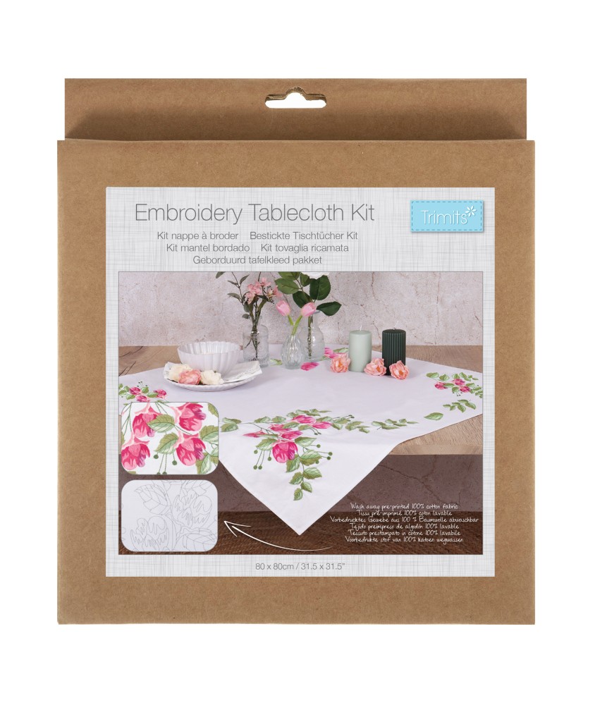 Kit de nappe à broder - Baies florales - 80 x 80 cm - Trimits