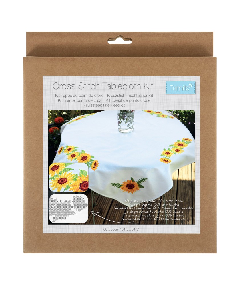 Kit de nappe au point de croix - Tournesol - 80 x 80 cm - Trimits Kit de nappe au point de croix - Tournesol - 80 x 80 cm - Trimits