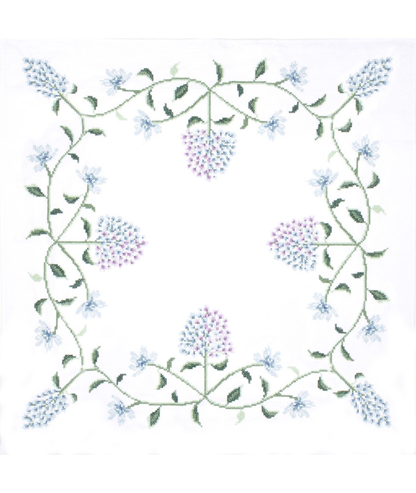 Kit de nappe au point de croix - Hortensia - 80 x 80 cm - Trimits Kit de nappe au point de croix - Hortensia - 80 x 80 cm - Trimits