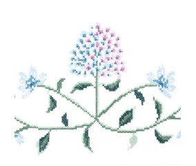 Kit de nappe au point de croix - Hortensia - 80 x 80 cm - Trimits