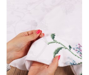 Kit de nappe au point de croix - Hortensia - 80 x 80 cm - Trimits