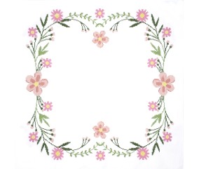 Kit de nappe au point de croix - Fleurs de Marguerite - 80 x 80 cm - Trimits
