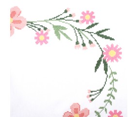 Kit de nappe au point de croix - Fleurs de Marguerite - 80 x 80 cm - Trimits