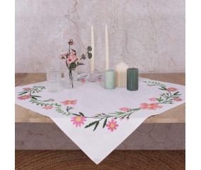 Kit de nappe au point de croix - Fleurs de Marguerite - 80 x 80 cm - Trimits