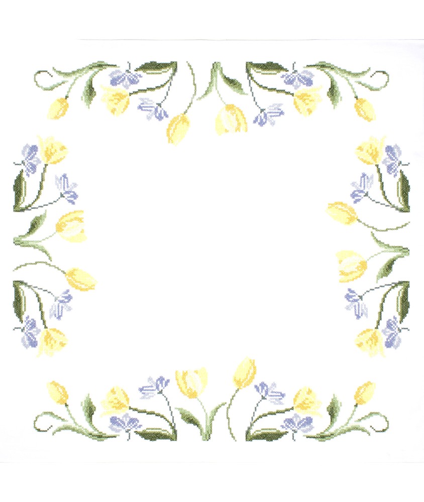 Kit de nappe au point de croix - Tulipes - 80 x 80 cm - Trimits