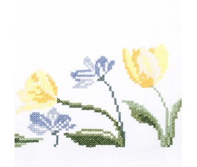 Kit de nappe au point de croix - Tulipes - 80 x 80 cm - Trimits