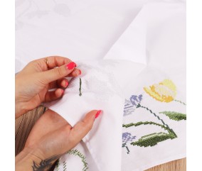 Kit de nappe au point de croix - Tulipes - 80 x 80 cm - Trimits