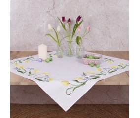 Kit de nappe au point de croix - Tulipes - 80 x 80 cm - Trimits