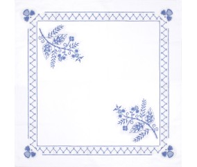 Kit de nappe au point de croix - Floral bleu - 80 x 80 cm - Trimits