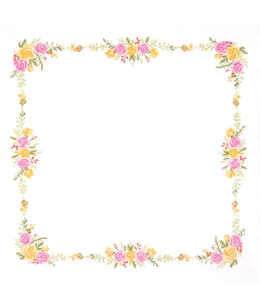 Kit de nappe au point de croix - Bouquet de fleurs - 80 x 80 cm - Trimits Kit de nappe au point de croix - Bouquet de fleurs - 80 x 80 cm - Trimits