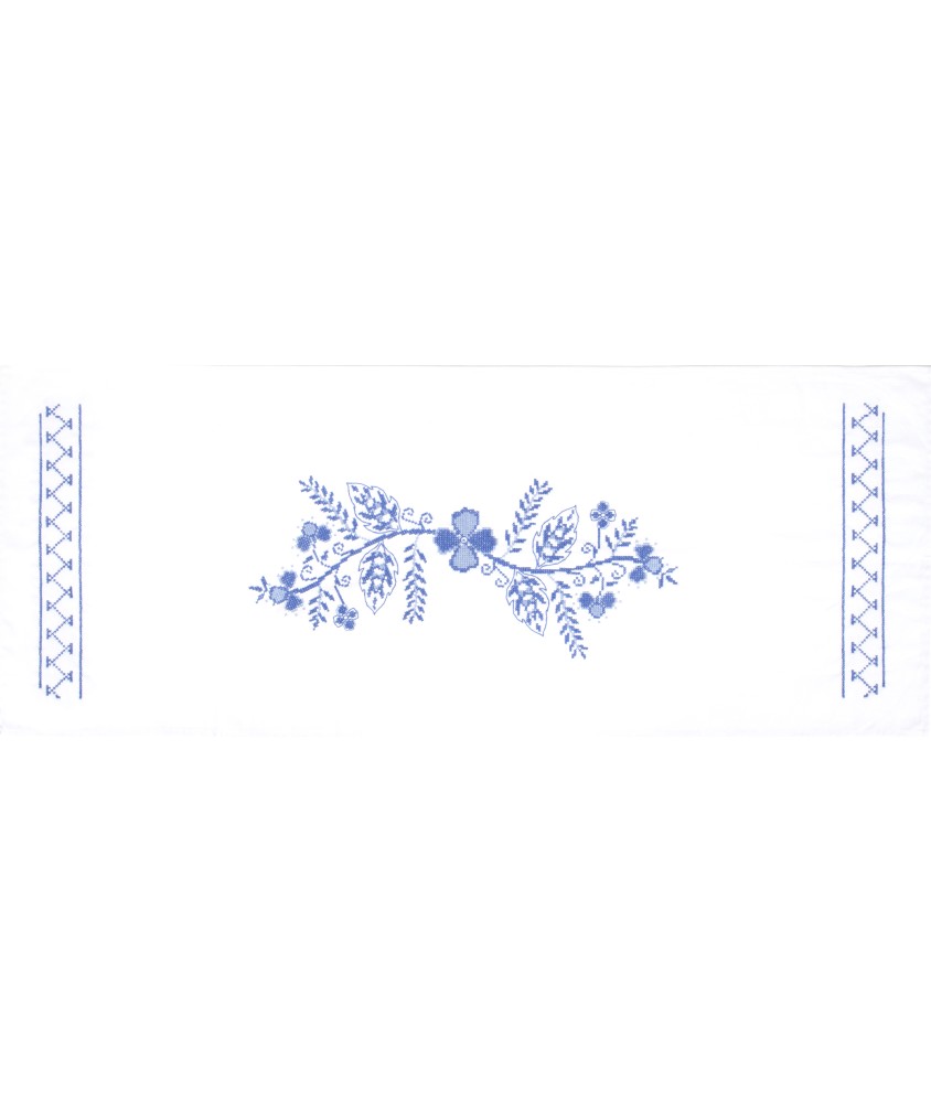 Kit de chemin de table au point de croix - Floral Bleu - 40 x 100 cm - Trimits Kit de chemin de table au point de croix - Floral Bleu - 40 x 100 cm - Trimits