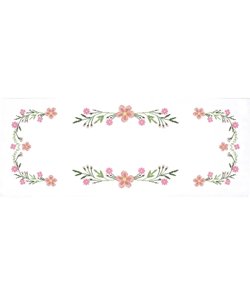 Kit de chemin de table au point de croix - Fleurs de Marguerite - 40 x 100 cm - Trimits Kit de chemin de table au point de croix - Fleurs de Marguerite - 40 x 100 cm - Trimits
