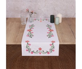 Kit Broderie Chemin De Table Marguerites - Tissu Imprimé 40x100cm, Fils, Aiguilles Inclus - Loisir Créatif Débutant à Expert
