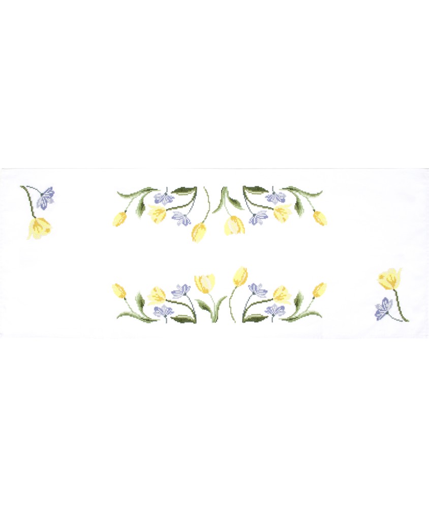 Kit de chemin de table au point de croix - Tulipes - 40 x 100 cm - Trimits Kit de chemin de table au point de croix - Tulipes - 40 x 100 cm - Trimits