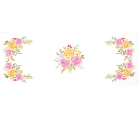 Kit de chemin de table au point de croix - Bouquet de Fleurs - 40 x 100 cm - Trimits