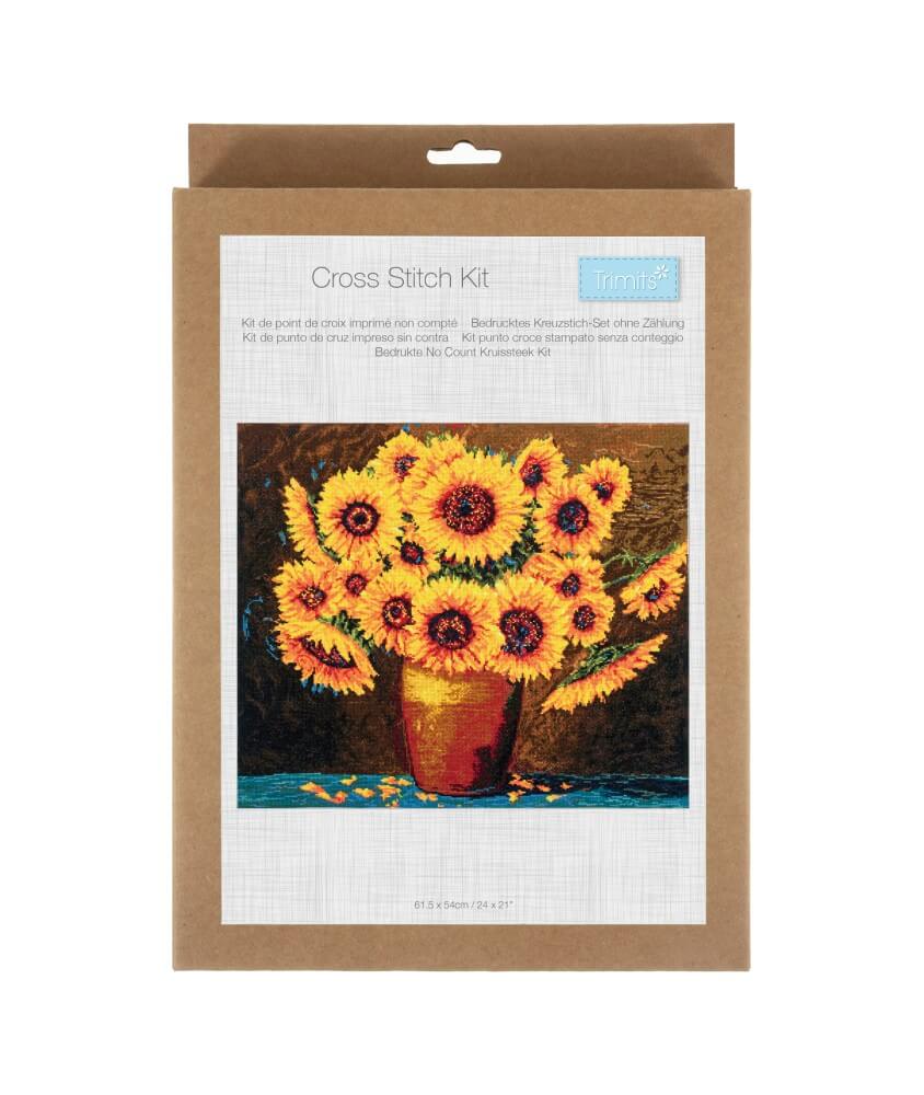 Kit Extra-large de point de croix compté - Fleurs de Tournesol - 53,5 x 46,5 cm - Trimits