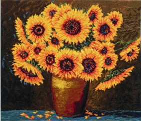 Kit Extra-large de point de croix compté - Fleurs de Tournesol - 53,5 x 46,5 cm - Trimits