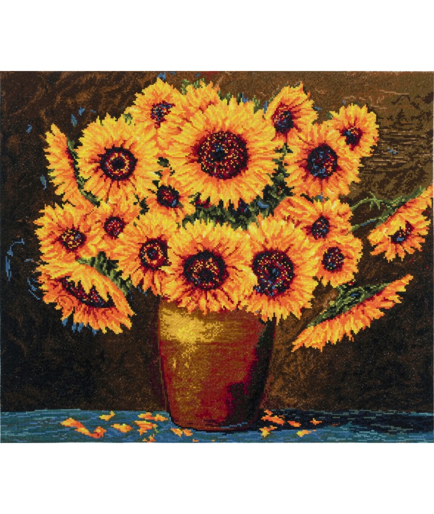 Kit Extra-large de point de croix compté - Fleurs de Tournesol - 53,5 x 46,5 cm - Trimits Kit Extra-large de point de croix compté - Fleurs de Tournesol - 53,5 x 46,5 cm - Trimits