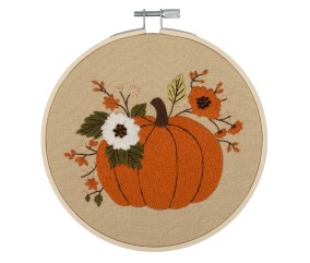 Kit de Broderie Citrouille – Cercle Bambou 15 cm – Trimits