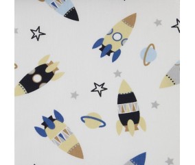 Tissu coton enfant Fusée Spatiale