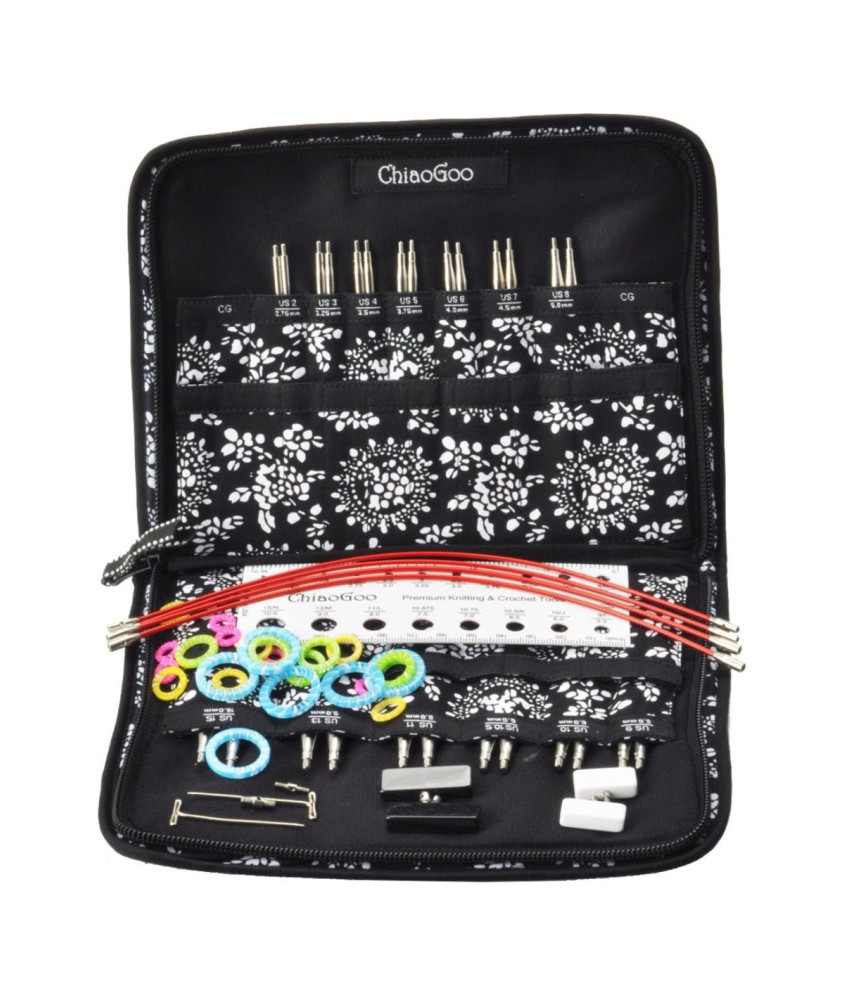 KIT AIGUILLES INTERCHANGEABLES TWIST RED LACE MINI 10 CM - CHIAOGOO