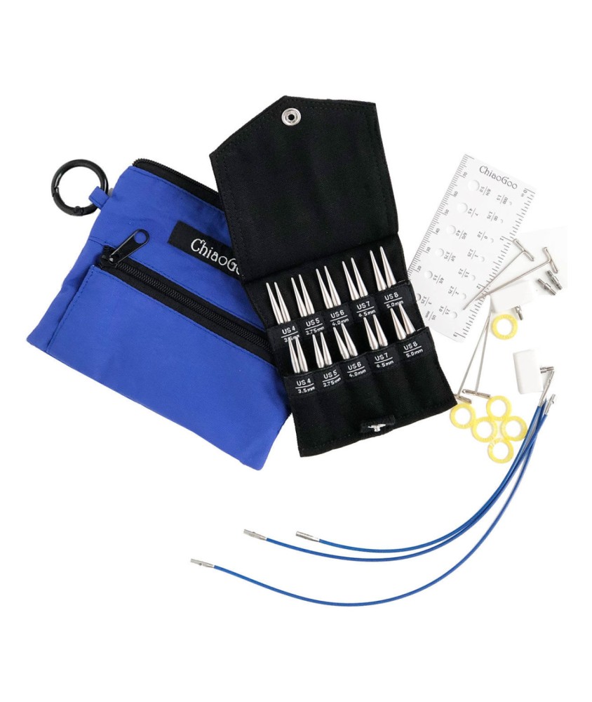 KIT AIGUILLES INTERCHANGEABLES CHIAOGOO TWIST BLUE SHORTIES SMALL