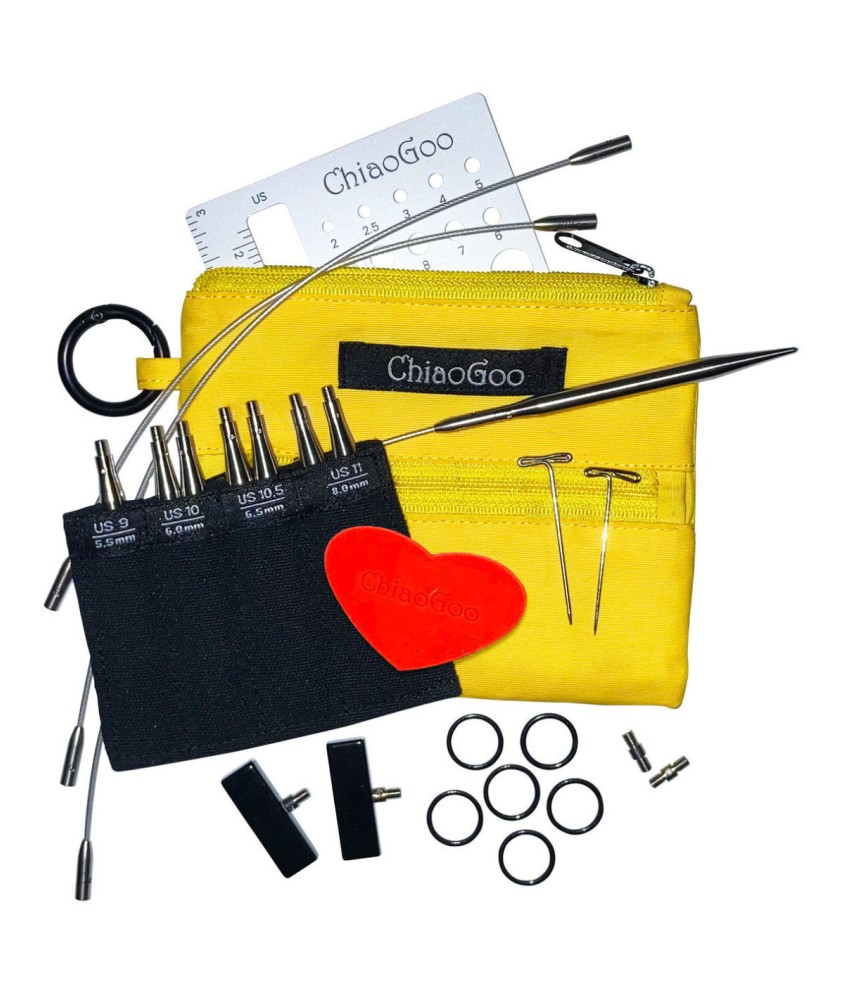 KIT AIGUILLES INTERCHANGEABLES TWIST RED LACE SHORTIES LARGE - CHIAOGOO